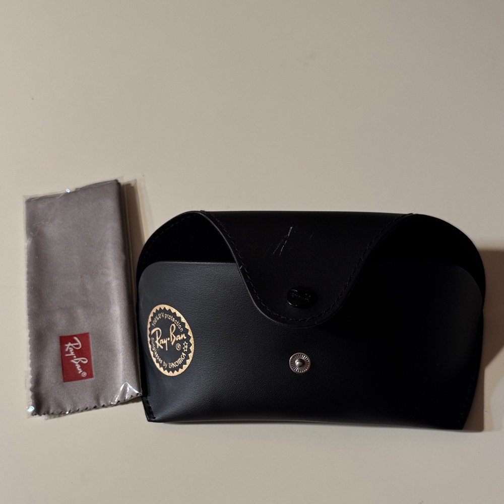 Ray-Ban Black Sunglasses Case with Silver Cloth